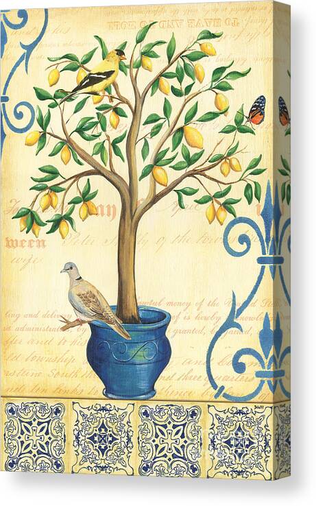 Lemon Canvas Print featuring the painting Lemon Tree of Life by Debbie DeWitt