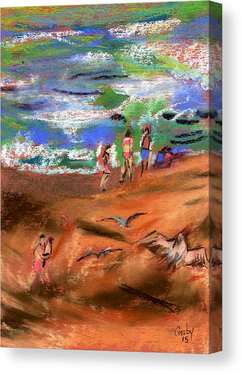 Donna Crosby Canvas Print featuring the painting Life Is A Beach by Donna Crosby