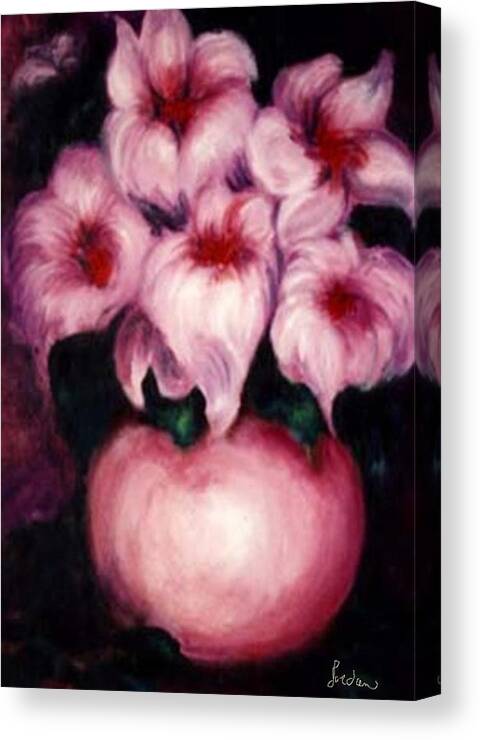 Light Pink Floralsflowers Paintings Paintings Canvas Print featuring the painting Light Pink Puffs by Jordana Sands