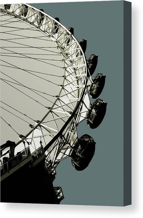 Wheel Canvas Print featuring the painting London - Eye - Soft Blue Greys by BFA Prints