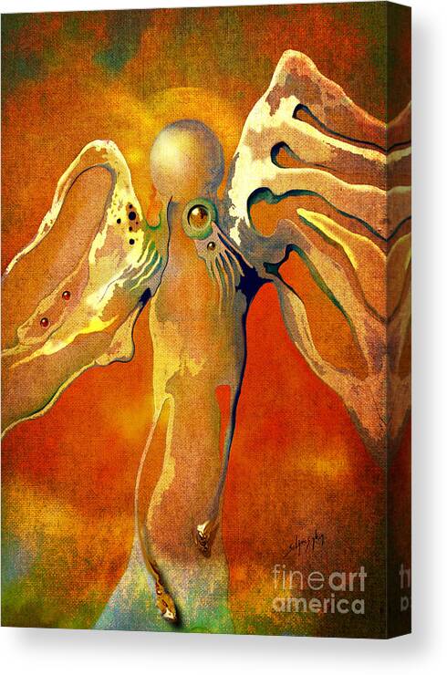 Angel Canvas Print featuring the painting Lonely Angel by Alexa Szlavics