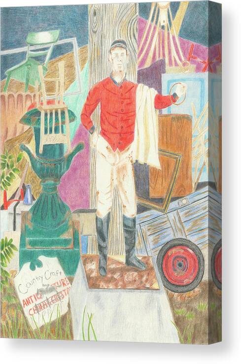 Lawn Jockey Canvas Print featuring the drawing Lost in Millwood by Arlene Crafton