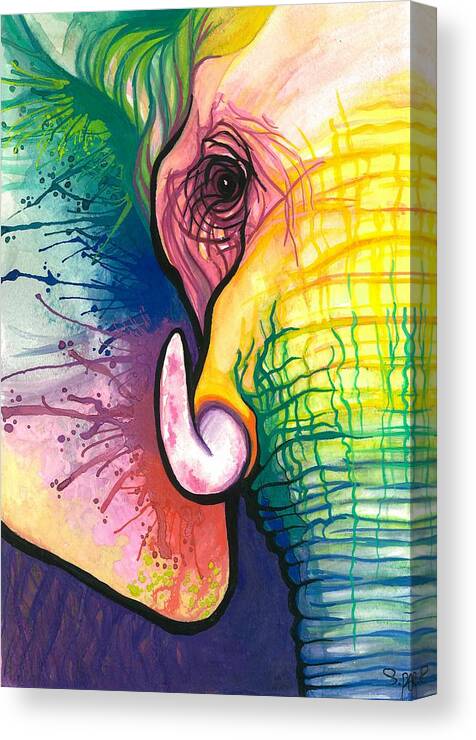 Elephant Canvas Print featuring the painting Lucky Elephant Spirit by Sarah Jane
