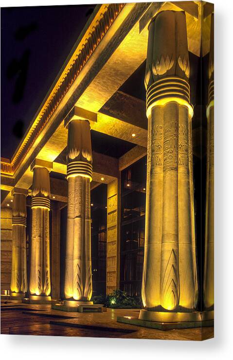 Americana Gambling Destination Canvas Print featuring the photograph Luxor golden columns by Gary Warnimont