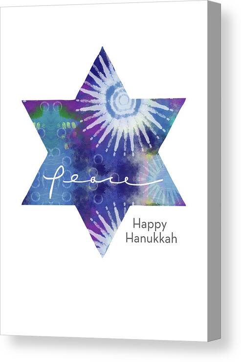 Hanukkah Canvas Print featuring the mixed media Magical Peaceful Hanukkah- Art by Linda Woods by Linda Woods