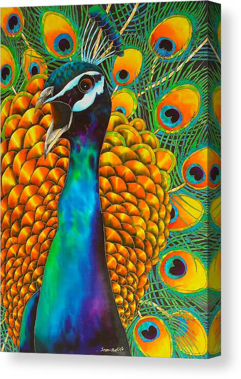 Peacock Canvas Print featuring the painting Majestic Peacock by Daniel Jean-Baptiste