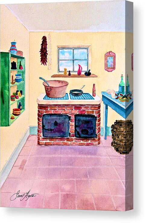 Mexico Canvas Print featuring the painting Mamacita's Kitchen by Frank SantAgata