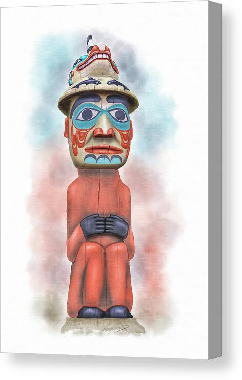 Tlingit Mortuary Pole Canvas Print featuring the painting Man From Bear Clan by David Wagner