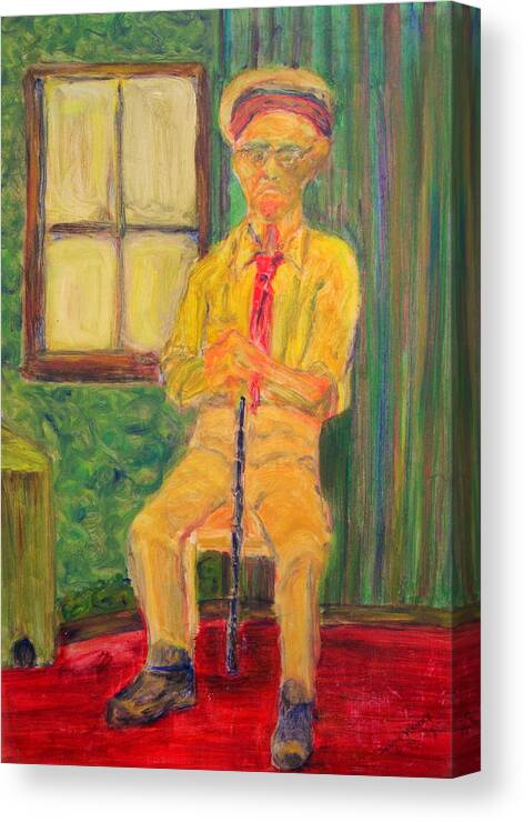 Man Canvas Print featuring the painting Man With Shillelagh by Lessandra Grimley