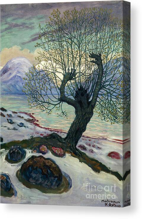 Nikolai Astrup Canvas Print featuring the painting March morning, spring night and sallow man by Nikolai Astrup