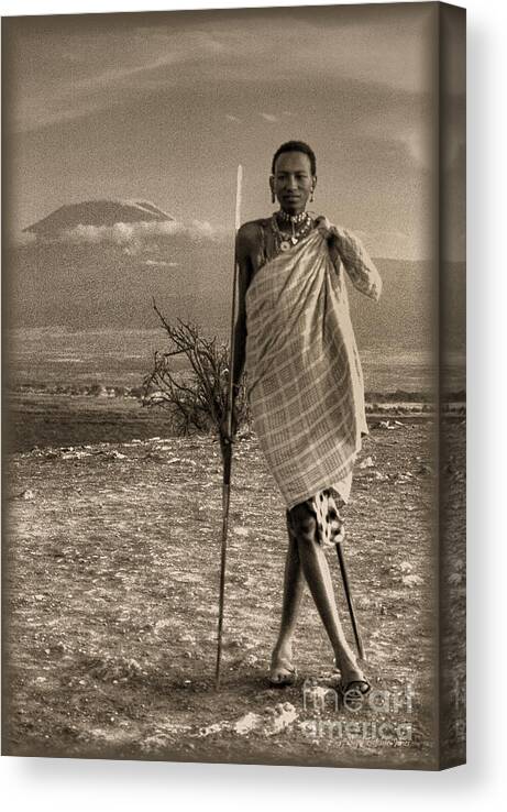 Masai Canvas Print featuring the photograph Masai Kilimanjaro by Nigel Fletcher-Jones