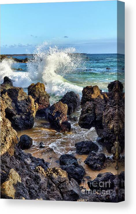 Maui Canvas Print featuring the photograph Maui Wave Crash by Eddie Yerkish