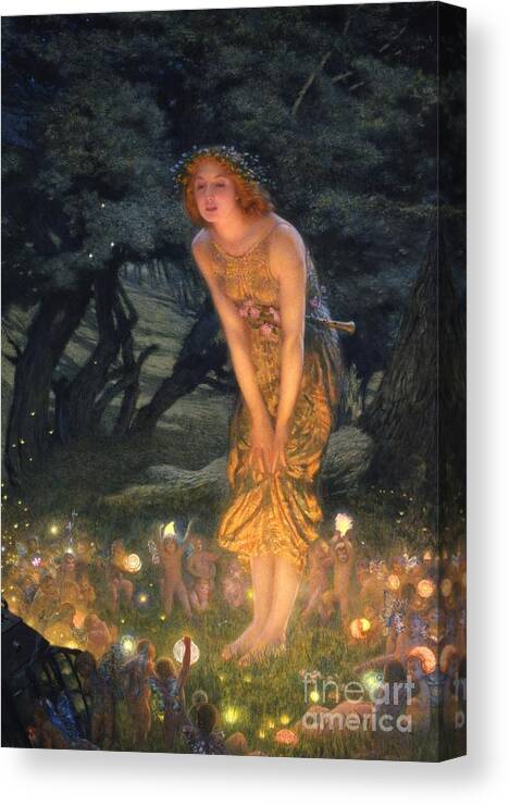 Pre Raphaelite Canvas Print featuring the painting Midsummer Eve by Edward Robert Hughes