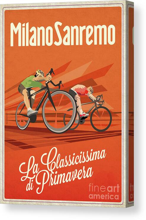 Cycling Canvas Print featuring the digital art Milan San Remo by Sassan Filsoof