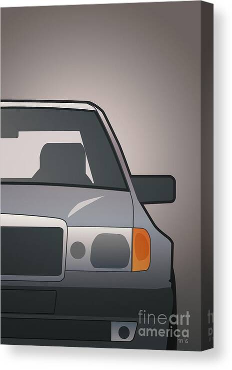 Car Canvas Print featuring the mixed media Modern Euro Icons Series Mercedes Benz W124 500E Split by Tom Mayer II Monkey Crisis On Mars
