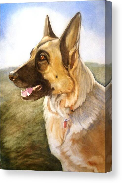 German Shepherd Canvas Print featuring the painting Mollie by Marilyn Jacobson