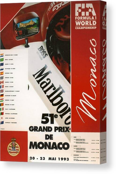 Monaco Grand Prix Canvas Print featuring the digital art Monaco F1 1993 by Georgia Fowler