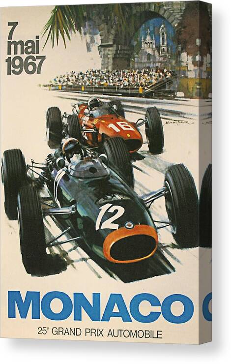 Monaco Grand Prix Canvas Print featuring the digital art Monaco Grand Prix 1967 by Georgia Fowler