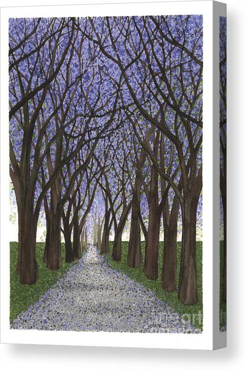 Jacarandas Canvas Print featuring the painting Monrovia by Hilda Wagner