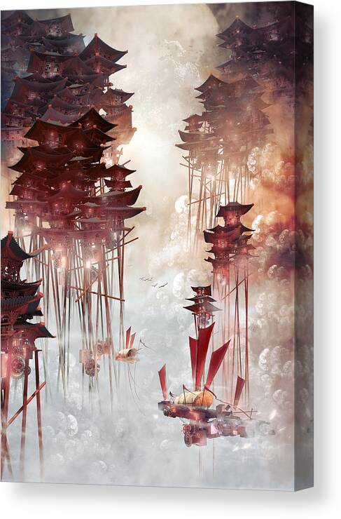 Landscape Canvas Print featuring the digital art Moon Palace by Te Hu