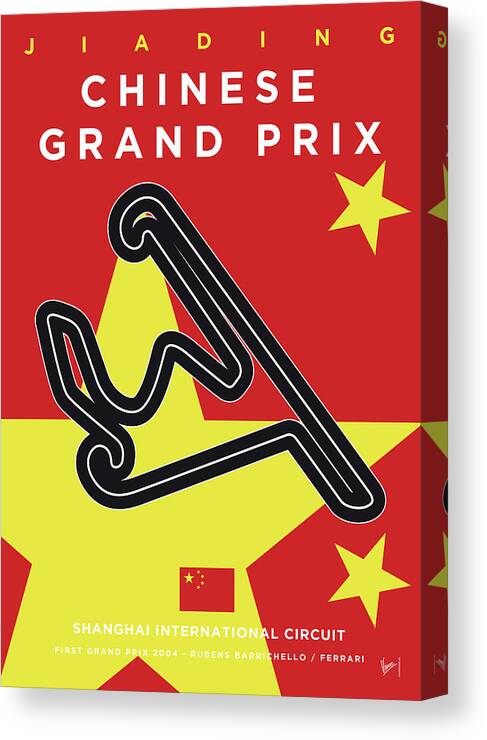 Chinese Canvas Print featuring the digital art My Chinese Grand Prix Minimal Poster by Chungkong Art