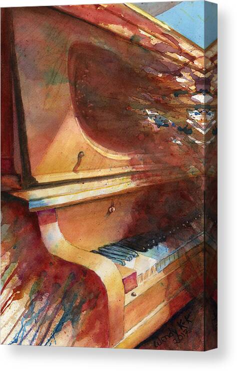 Piano Canvas Print featuring the painting My piano by Wendy Keeney-Kennicutt