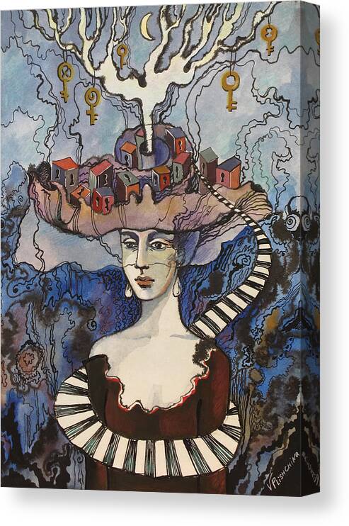 Woman Canvas Print featuring the painting My secrets by Valentina Plishchina
