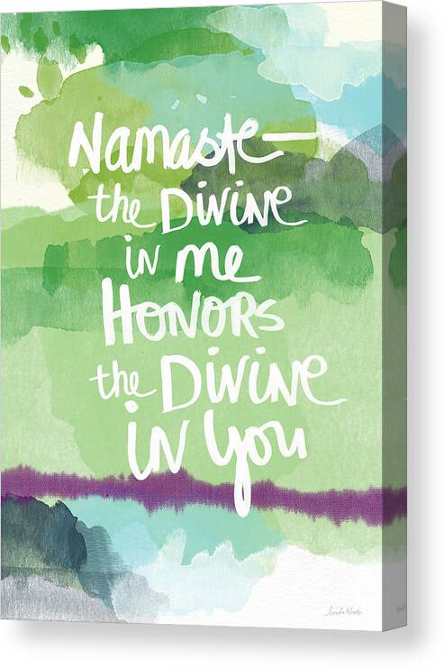 Namaste Canvas Print featuring the painting Namaste- watercolor card by Linda Woods