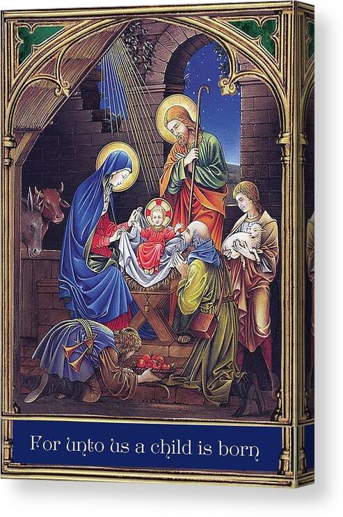 Christmas Canvas Print featuring the painting Nativity by Artist Unknown
