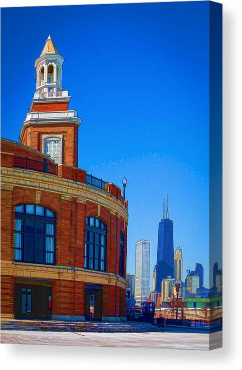 Chicago Canvas Print featuring the photograph Navy Pier with Texture by Kathleen Scanlan