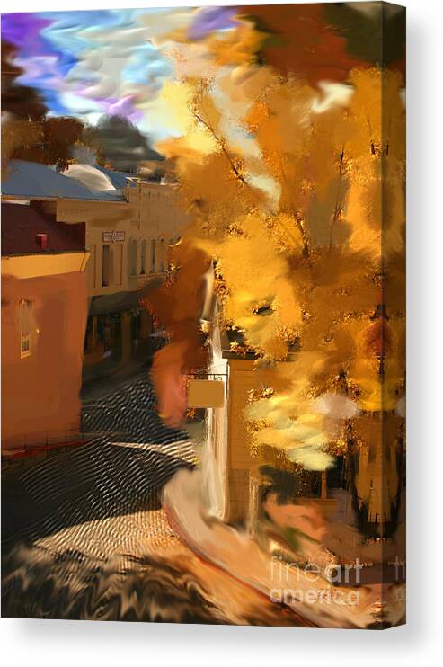 Nevada City Canvas Print featuring the digital art Nevada City in Fall by Lisa Redfern