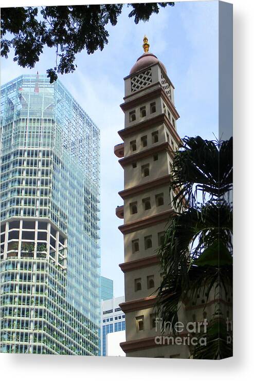 New And Old Singapore Canvas Print featuring the photograph New And Old Singapore by Randall Weidner