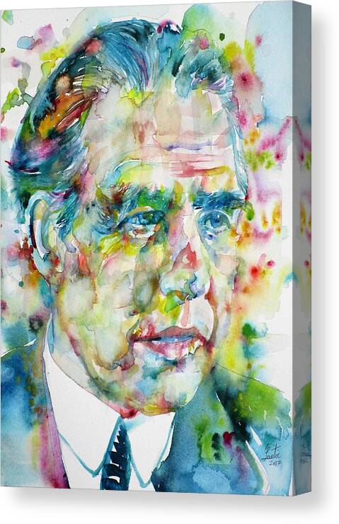 Bohr Canvas Print featuring the painting NIELS BOHR - watercolor portrait by Fabrizio Cassetta