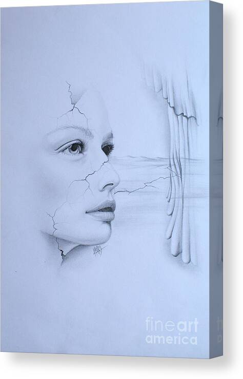 Surrealism Canvas Print featuring the drawing No Title by Marek Halko
