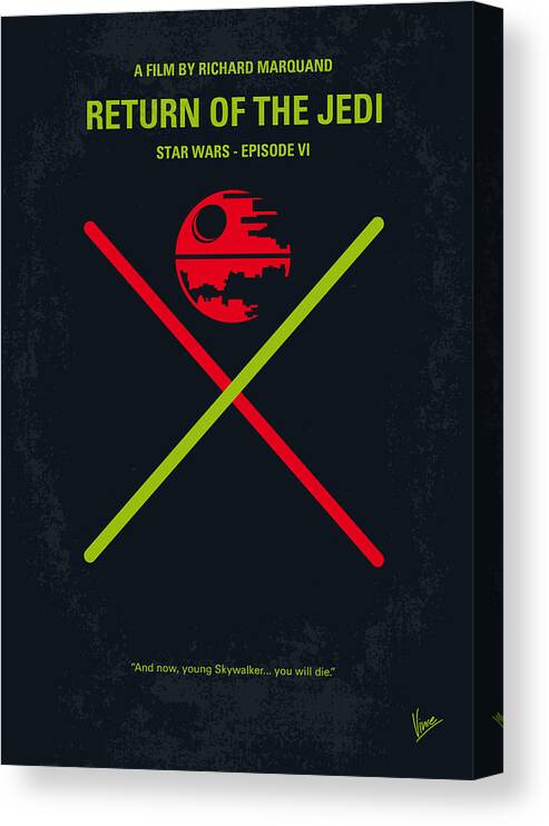 Star Wars Episode Vi Return Of The Jedi Canvas Print featuring the digital art No156 My STAR WARS Episode VI Return of the Jedi minimal movie poster by Chungkong Art