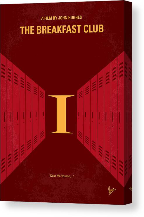 Breakfast Canvas Print featuring the digital art No309 My The Breakfast Club minimal movie poster by Chungkong Art