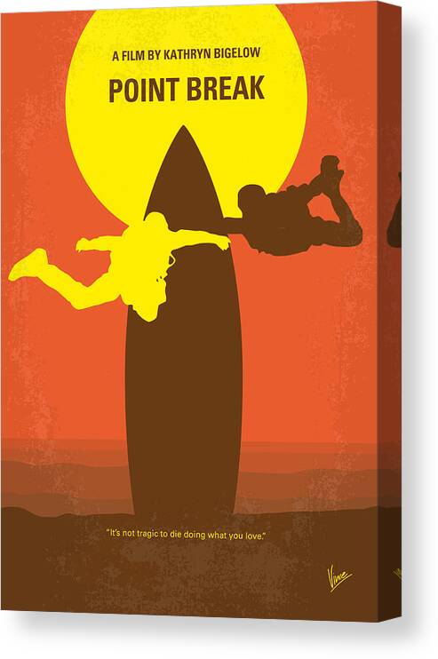 Point Canvas Print featuring the digital art No455 My Point Break minimal movie poster by Chungkong Art
