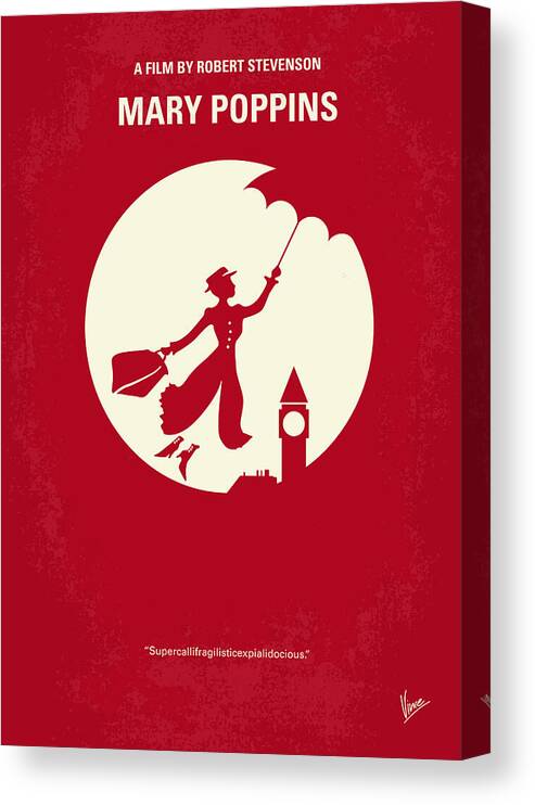 Mary Poppins Canvas Print featuring the digital art No539 My Mary Poppins minimal movie poster by Chungkong Art