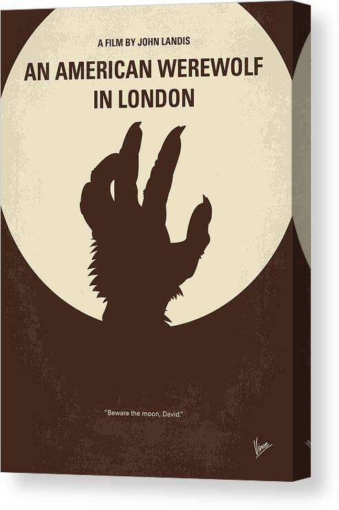 American Werewolf In London Canvas Print featuring the digital art No593 My American werewolf in London minimal movie poster by Chungkong Art