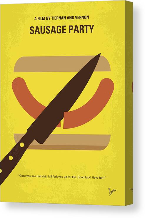 Sausage Party Canvas Print featuring the digital art No704 My Sausage Party minimal movie poster by Chungkong Art