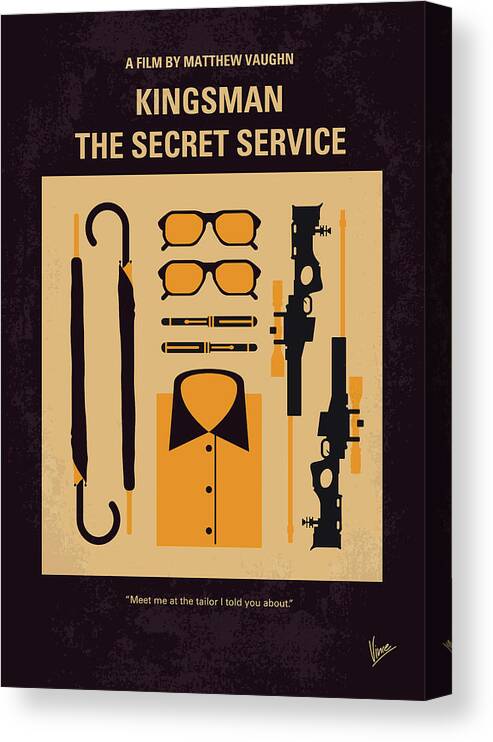 Kingsman Canvas Print featuring the digital art No758 My Kingsman minimal movie poster by Chungkong Art