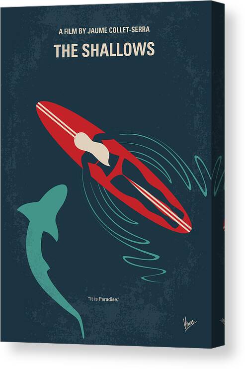 The Shallows Canvas Print featuring the digital art No836 My The Shallows minimal movie poster by Chungkong Art
