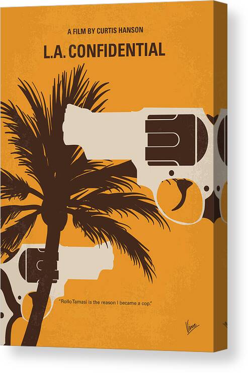 La Confidential Canvas Print featuring the digital art No866 My LA Confidential minimal movie poster by Chungkong Art