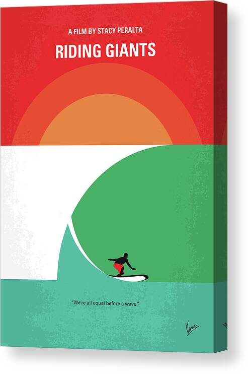 Riding Giants Canvas Print featuring the digital art No915 My Riding Giants minimal movie poster by Chungkong Art
