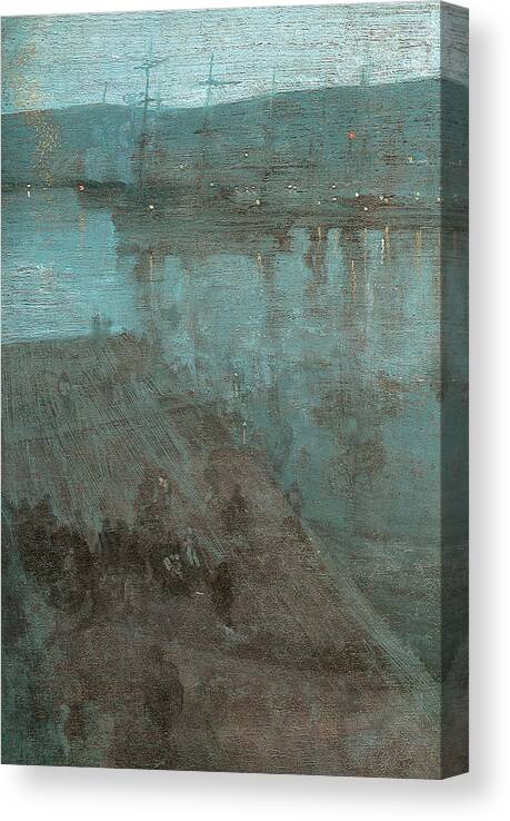 James Abbott Mcneill Whistler Canvas Print featuring the painting Nocturne in blue and Gold Valparaiso by James Abbott McNeill Whistler
