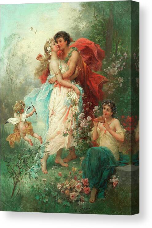 Oath Of Love Canvas Print featuring the painting Oath of love by Hans Zatzka