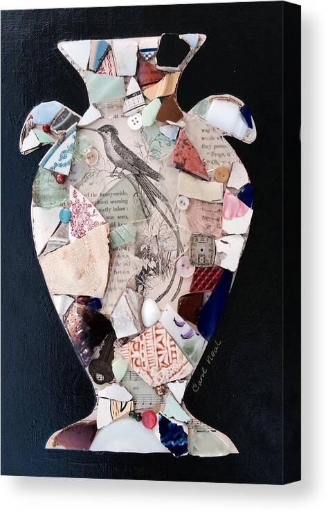 Ode To A Broken Urn Canvas Print featuring the mixed media Ode to a Broken Urn by Carol Neal