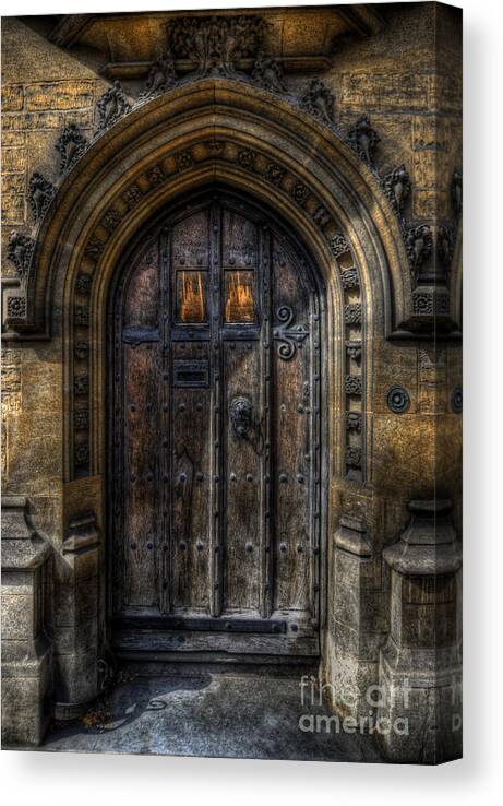 Yhun Suarez Canvas Print featuring the photograph Old College Door - Oxford by Yhun Suarez