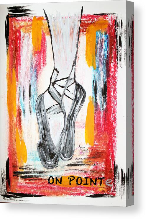 Ballerina Canvas Print featuring the painting ON POINTe by Artista Elisabet