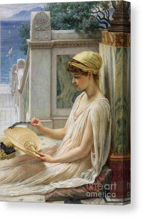 On The Terrace Canvas Print featuring the painting On the Terrace by Edward John Poynter